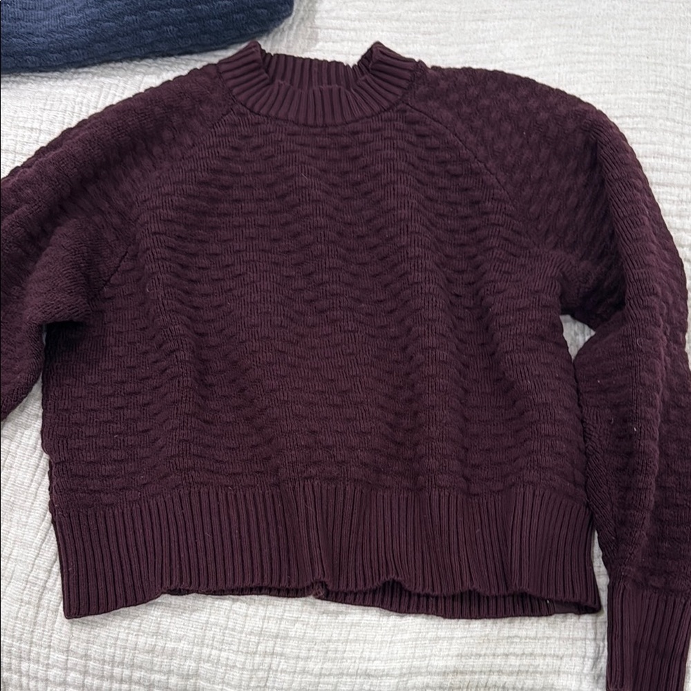 Lululemon Athletica Brown Crew Neck Sweater with Textured Knit